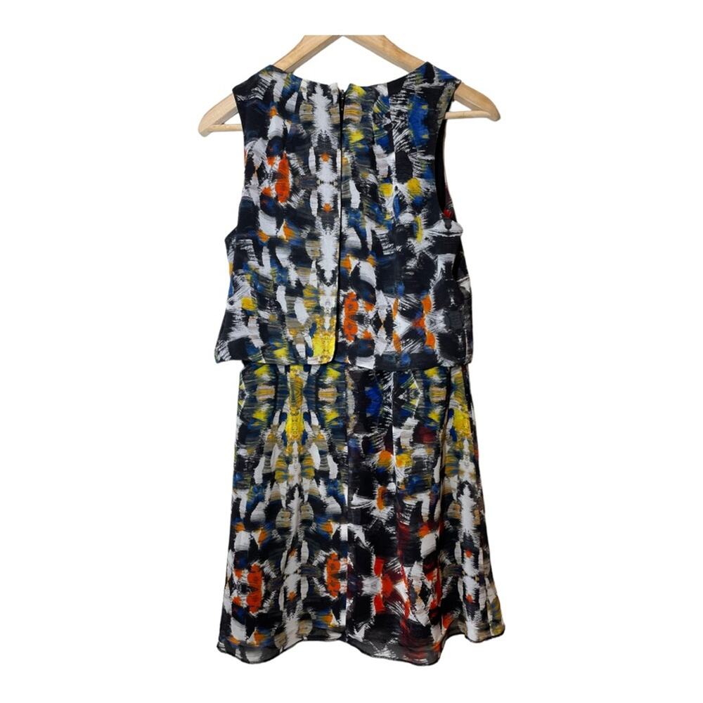 1.state Abstract Print Dress Sleeveless Pockets Medium Split Back Black - Picture 1 of 6